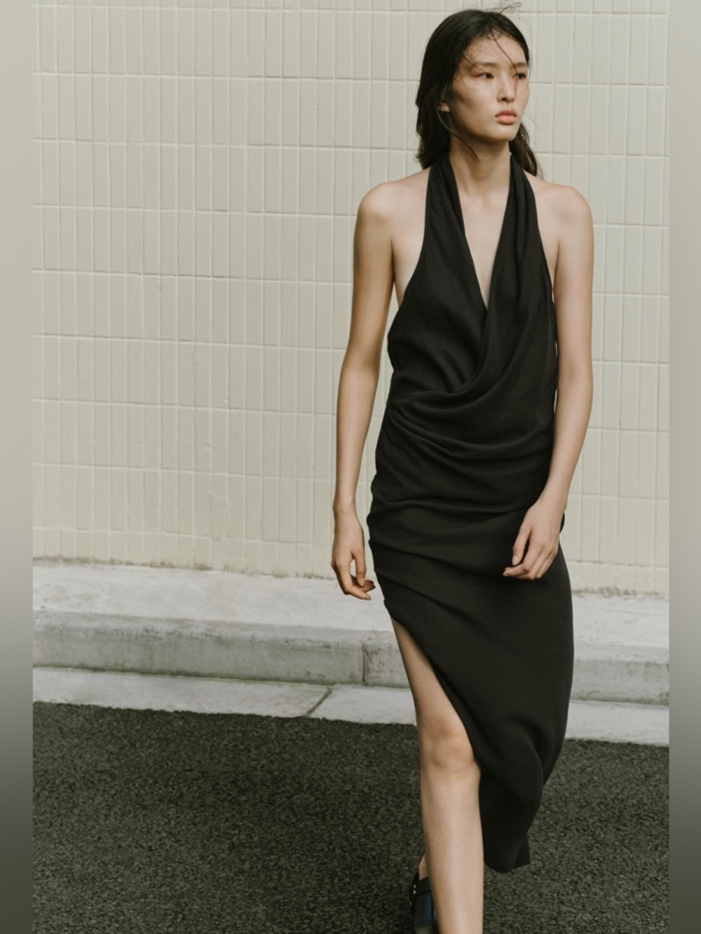 Zara Flowy Draped Midi Dress - Picture 9 of 15